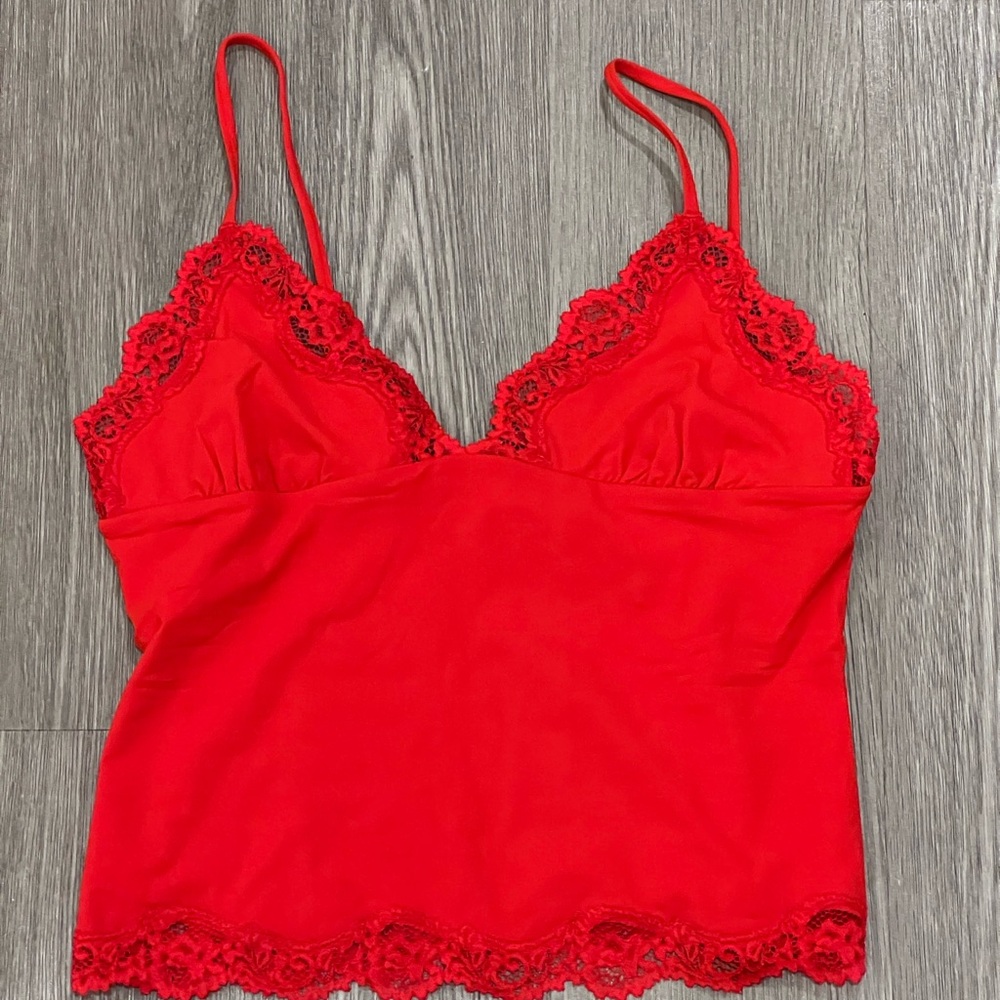 Skims Red Lace Trim Cami Top